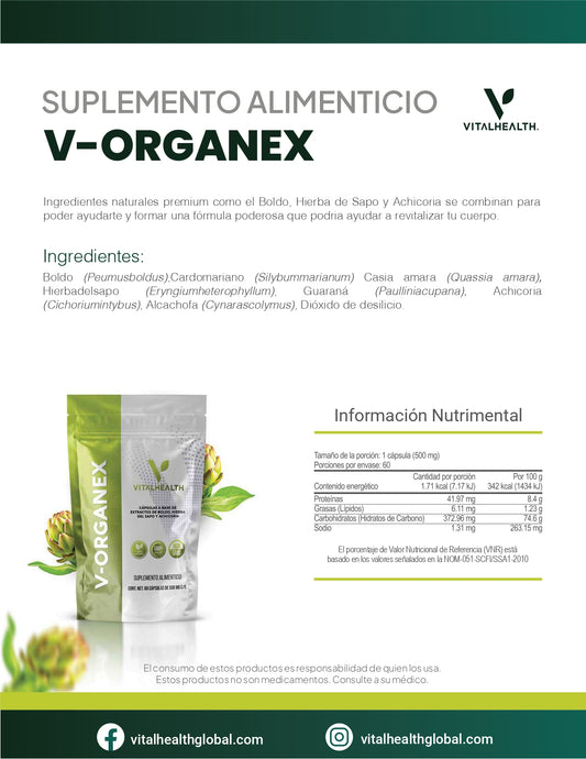 V-ORGANEX— Detox hepático y confort digestivo