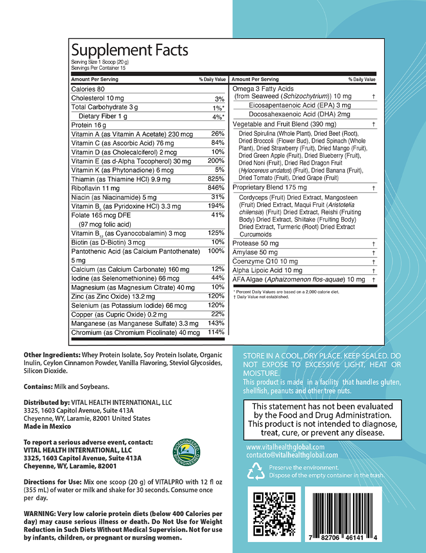 VITALPRO– Nutrición completa para energía y rendimiento